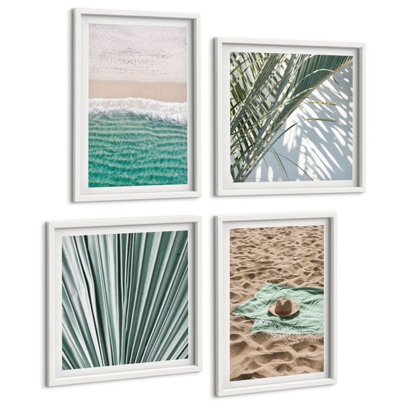 Galeria 4 Obrazów ArtPrintCave (2x50x50+2x40x60cm) Biała rama Wakacyjne widoki plaża morze 1 kpl.