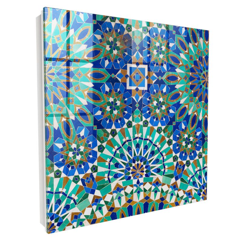 Szklana Szafka Na Klucze Tulup 30x30 cm Geometryczna mozaika - Biała - Otwierana na lewo 1 szt.