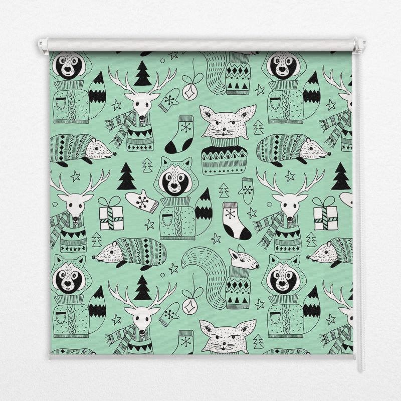 Roleta Okienna Tulup 140x140 cm Zimowe Zwierzątka Montaż do ściany/sufitu 1 szt.