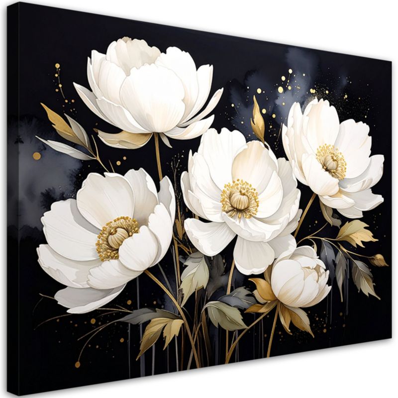 Obraz do salonu sypialni jadalni biura loftu Feeby Białe piwonie 60x40cm 1szt