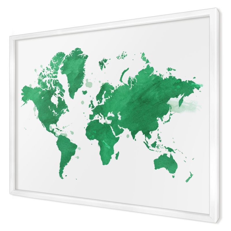 Magnetyczna tablica ozdobna Wallfluent 70x50 Zielona mapa w białej ramie 1szt