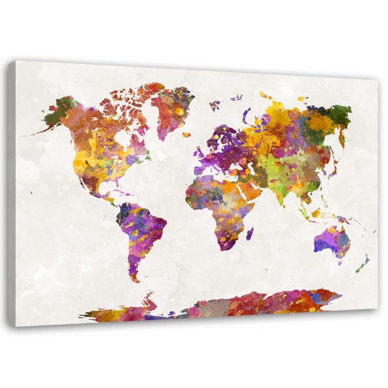 Obraz Feeby Mapa świata z akwarelowych plam 90x60cm 1szt