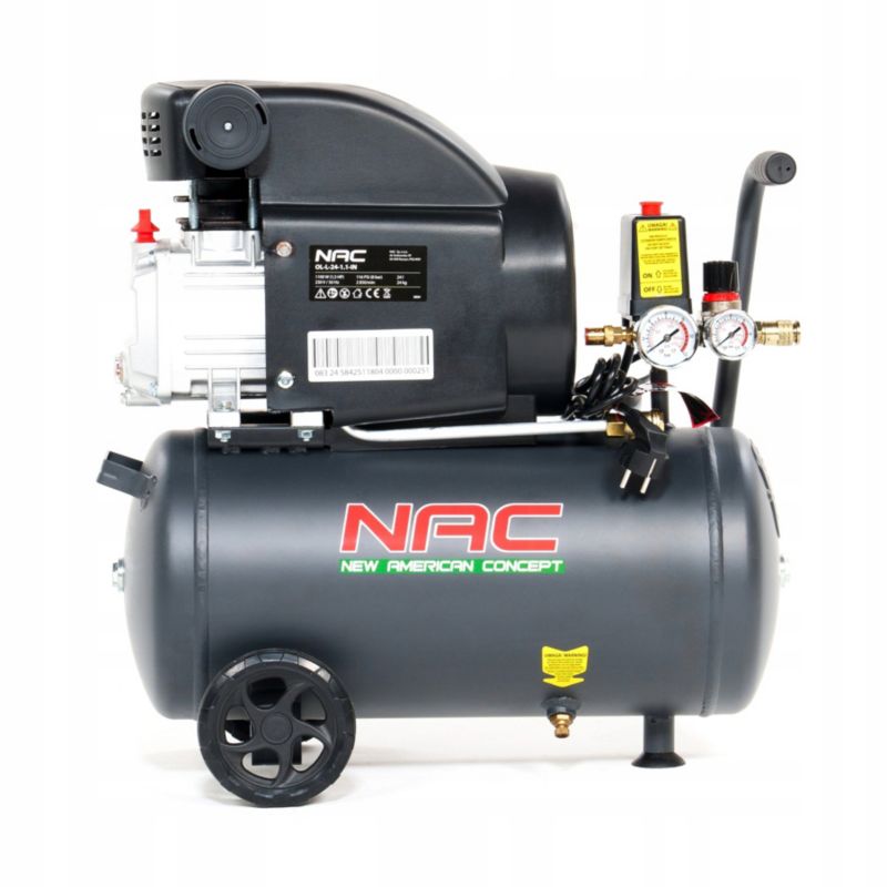 Kompresor olejowy NAC 24 l olejowy 1100 w 230 v 158 l/min 8 bar poziomy 1 szt.