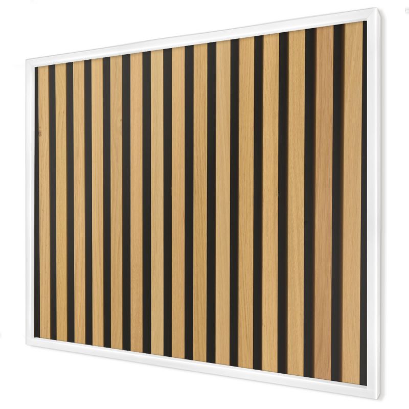 Ozdobna tablica magnetyczna Wallfluent 80x60 Drewniane rytmy w białej ramie 1szt