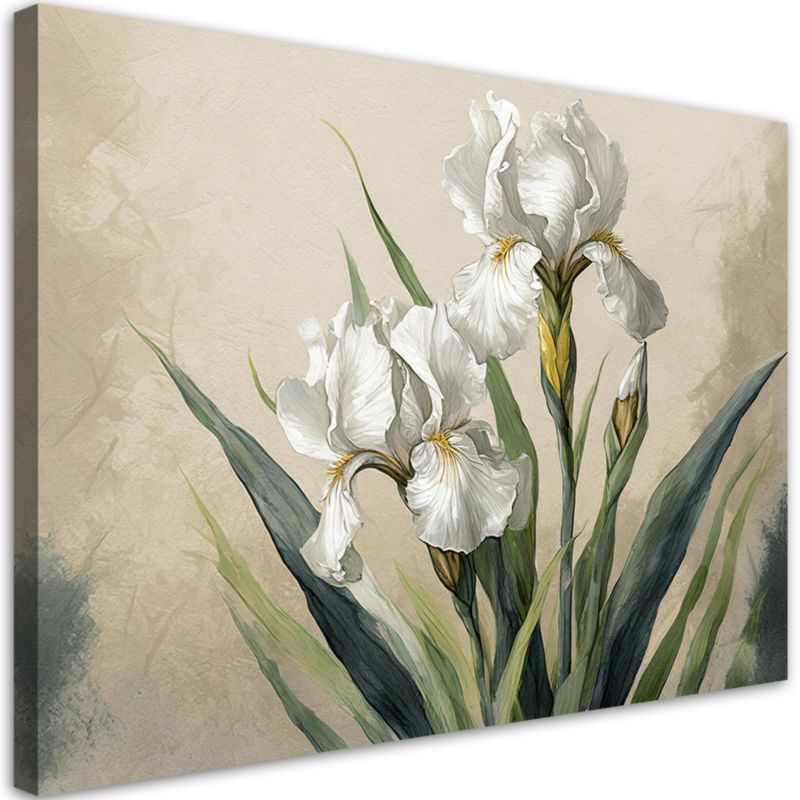 Obraz dekoracja do salonu sypialni Feeby Irysy Białe Kwiaty 120x80 cm 1szt
