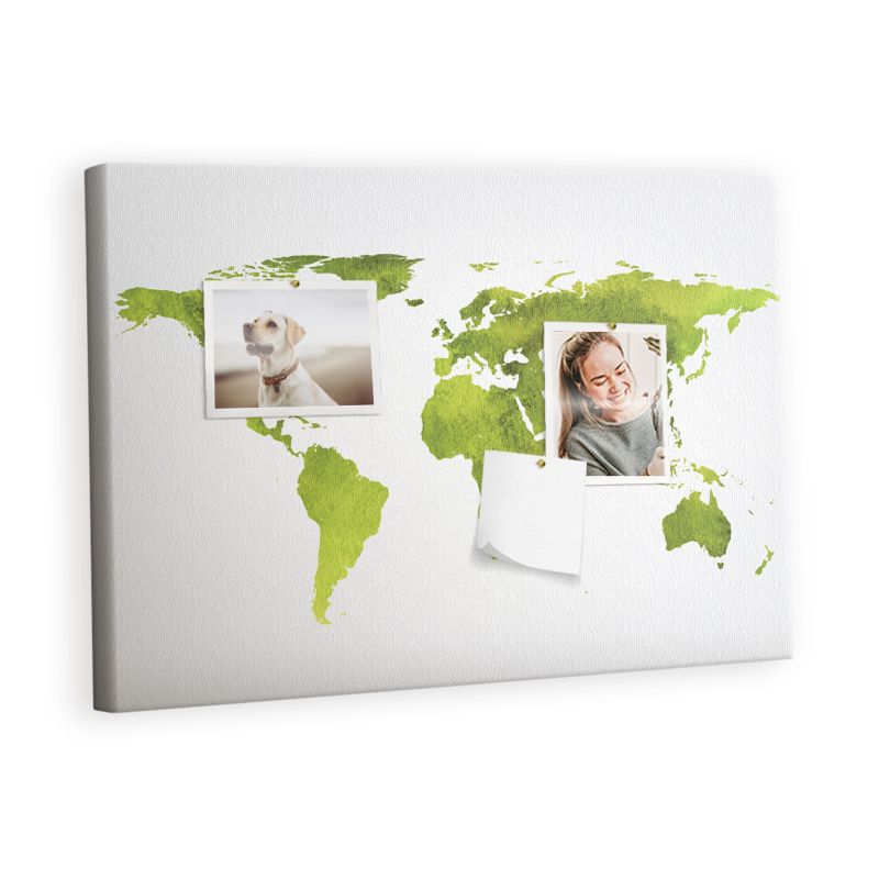 Tablica Korkowa Z Pinezkami Tulup 60x40 cm Akwarele mapa świata Tablica na notatki Pinezki kolorowe 1 kpl