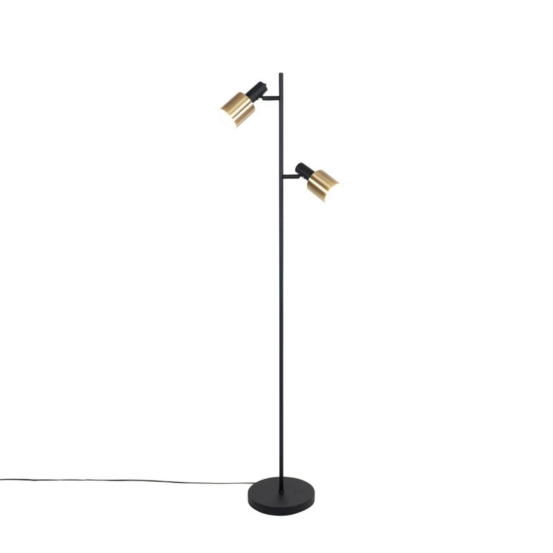 Nowoczesny lampa podłogowa 2punktowa Qazqa Stijn 156 mosiężny żarówkami LED 7 W zestawie E27 2700k 6500k ściemnialny z 1 szt.