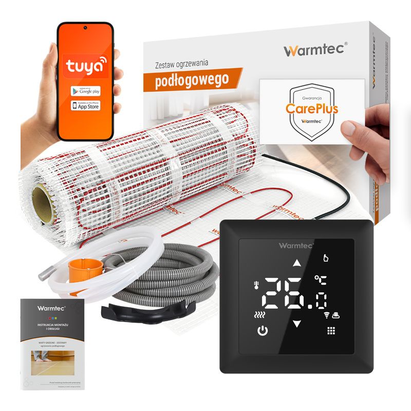Mata grzewcza grzejna pod płytki Warmtec 10,0m² 170W/m² Wi-Fi zestaw DS2-100/WRT31W-CZ 1 szt.