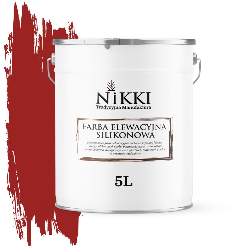 Farba Elewacyjna Zewnętrzna Silikonowa Odporna na Zielenienie NIKKI Czerwony 3001 5L