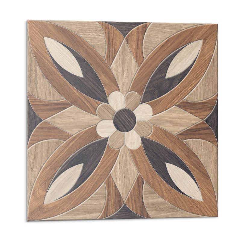 Kafelki samoprzylepne Wallfluent 50x50 cm Drewniane kwiaty w stylu naturalnym 4 szt.