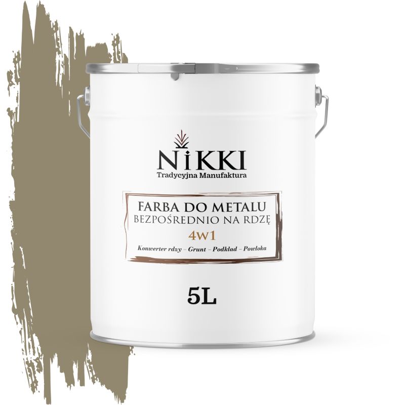 Farba do Metalu Antykorozyjna 4w1 NIKKI Szaro-żółty RAL7034 Wysoki Połysk 5L