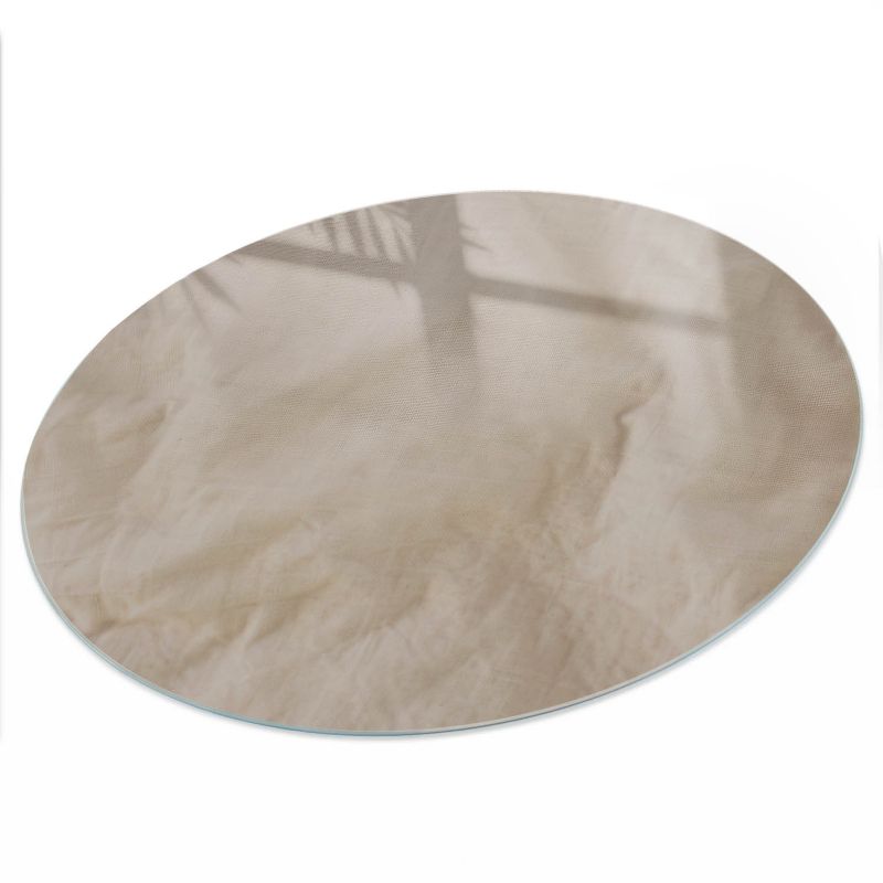 Blat Na Stół ArtPrintCave fi50 cm Kremowy materiał - Szklany Blat do Stolika Kawowego 1 szt.