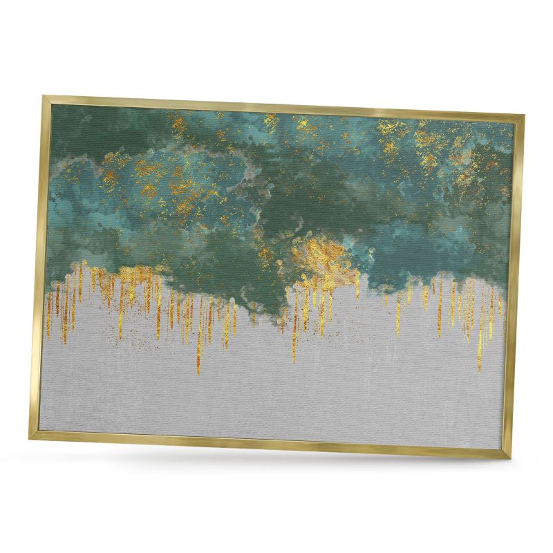 Tablica magnetyczna dekoracyjna ArtPrintCave 70x50 Turkusowa abstrakcja w złotej ramie 1szt