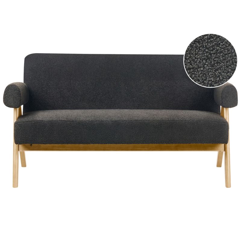 Sofa dla 2 osób Tamre Boucle Czarny/ jasny brąz 1 szt.