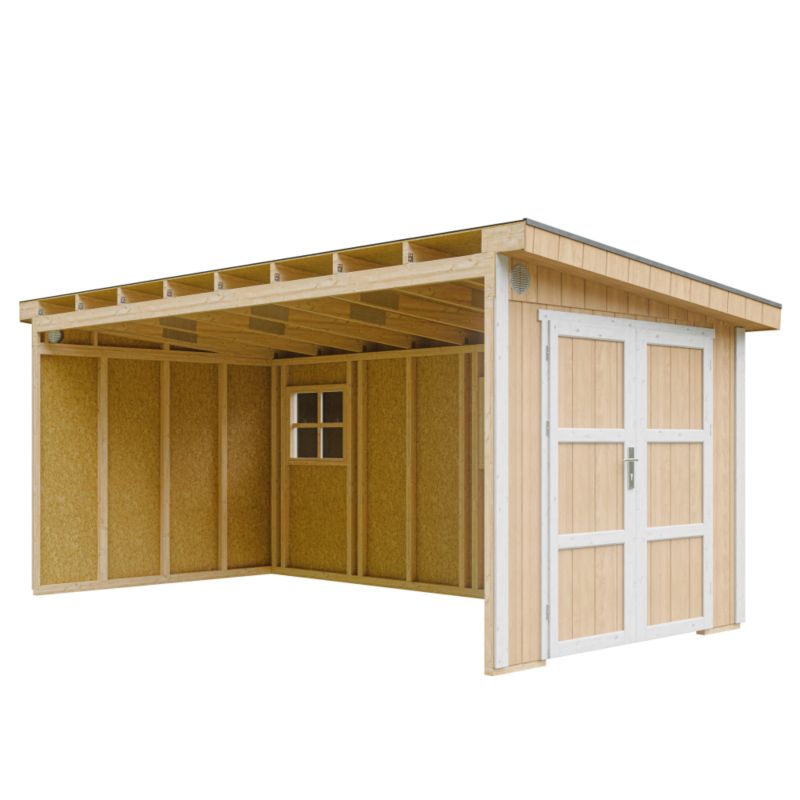 Domek ogrodowy Timbela M940B-HARVEST HONEY 11.47 m² LP Smartside bez podłogi i ściany bocznej 1 szt.