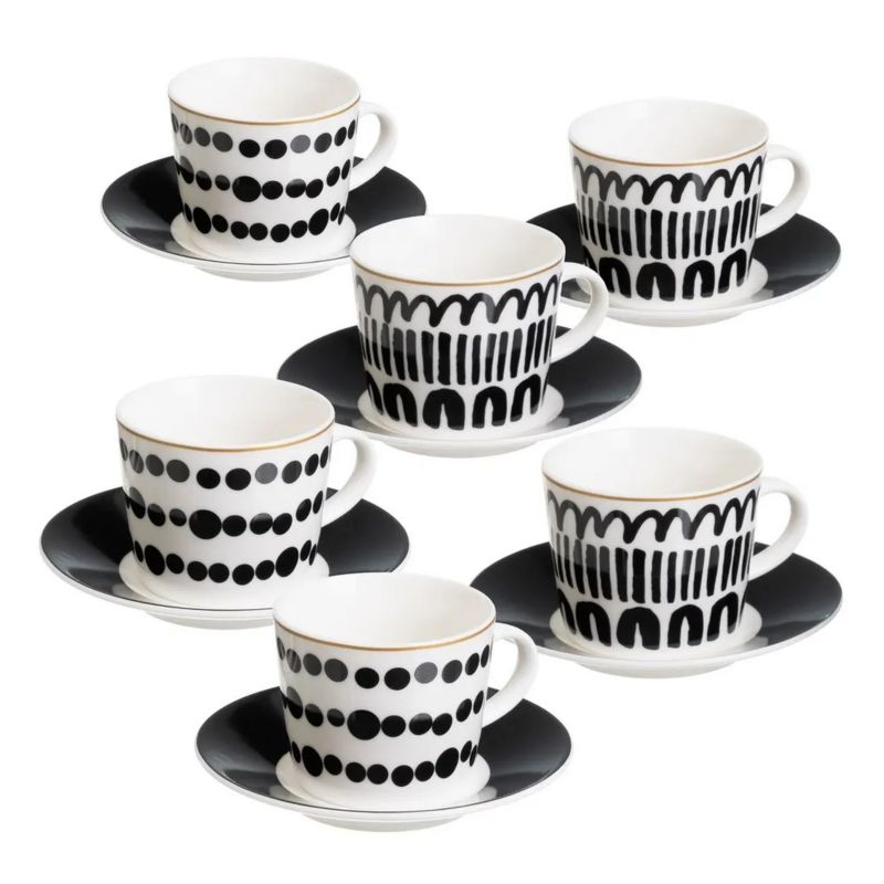 Zestaw filiżanek Lyne HowHomely 6x100 ml ceramicznych 1 kpl.