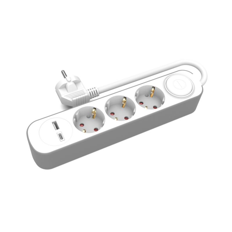 Przedłużacz Plastrol 3x Schuko 230V 5m z USB-A i USB-C z wyłącznikiem W-30008 1szt