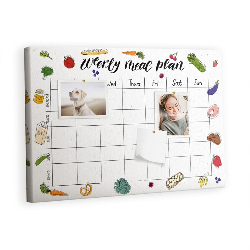 Korkowa Tablica Tulup 60x40 cm Menu na cały tydzień Do przypinania notatek Pinezki kolorowe 1 kpl