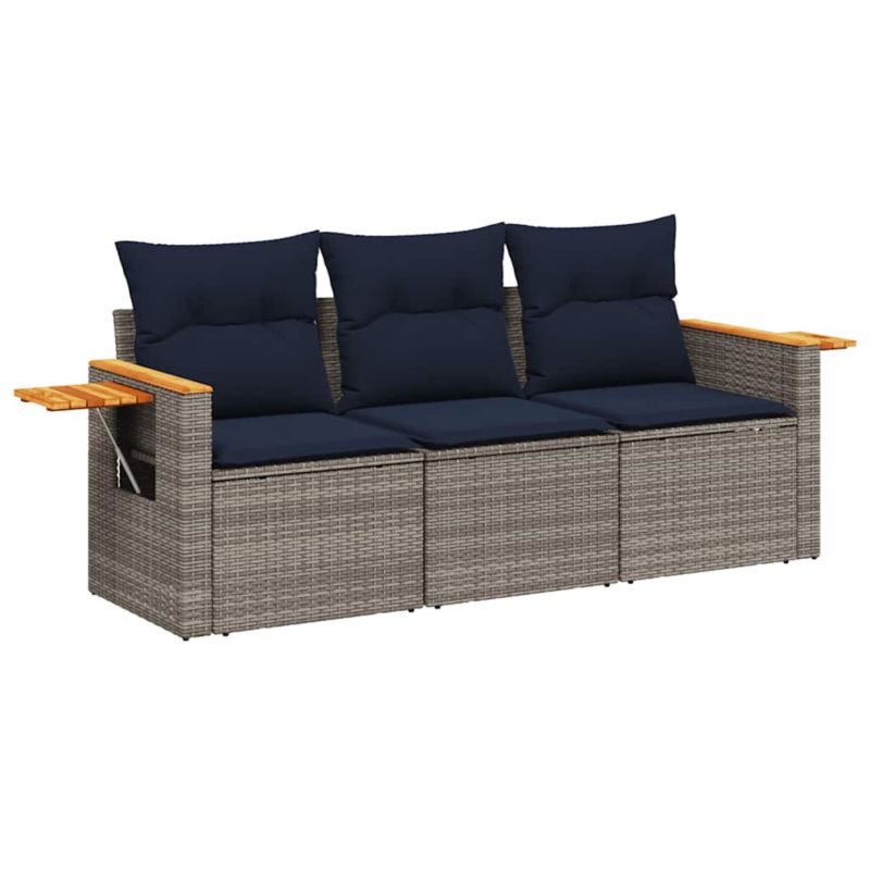 Sofa ogrodowa WaszeMeble z technorattanu szara z poduszkami WM-3226600 1 szt.