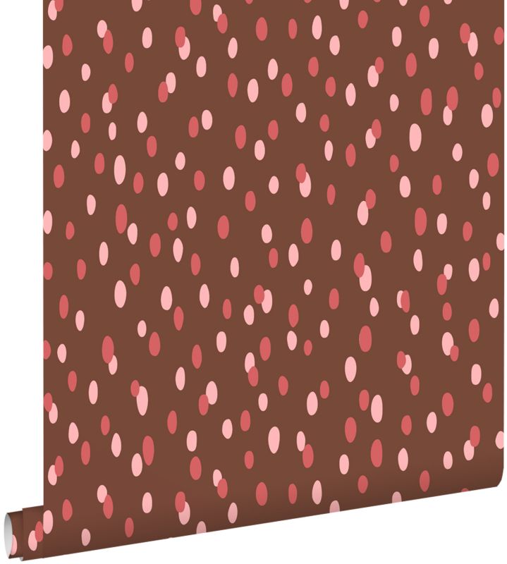 Tapeta ESTAhome kropki brązowymIczerwonym 50 x 900 cm - 1 rol.