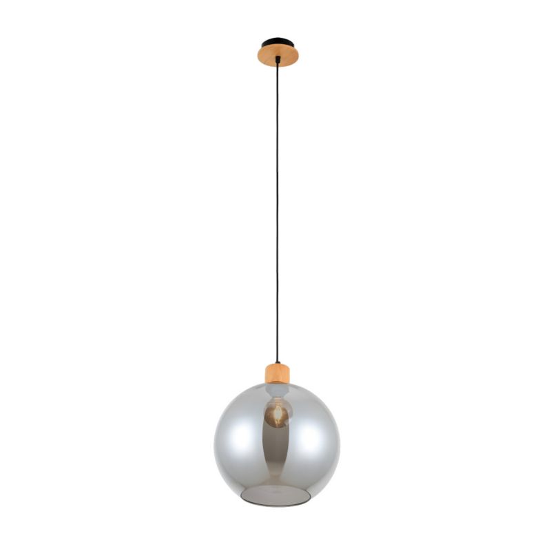 Lampa wisząca Italux Potan 0754 drewniana-czarna-dymiona nowoczesna 1xE27 x 1 szt.