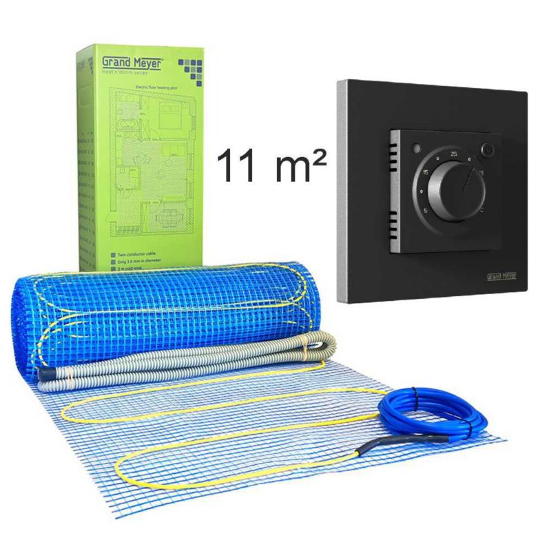 Zestaw ogrzewania podłogowego 11 m², 170 W/m² + MST-9n termostat, 1 szt.