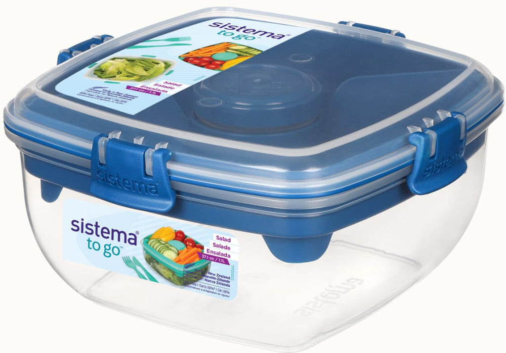 Lunchbox na sałatkę Sistema Salad To Go, z nożem i widelcem, 1.1l, mix kolorów