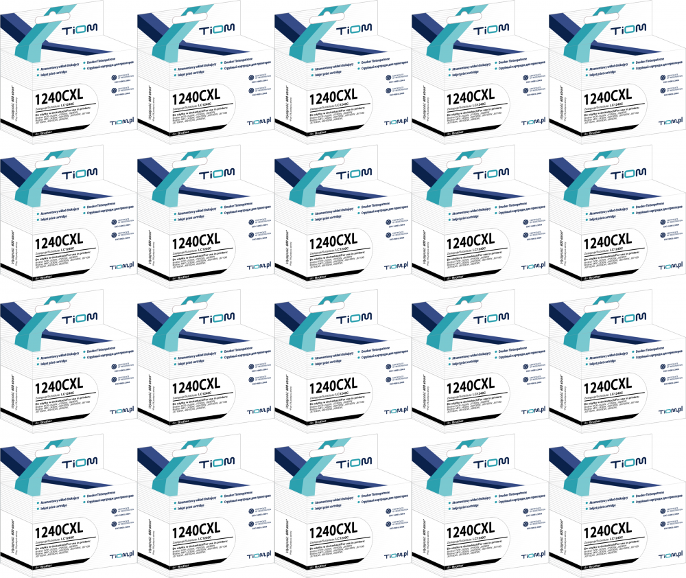 20x Tusz Tiom Ti-B1240CXL LC-1240 C (LC1240C), 600 stron, cyan (błękitny)