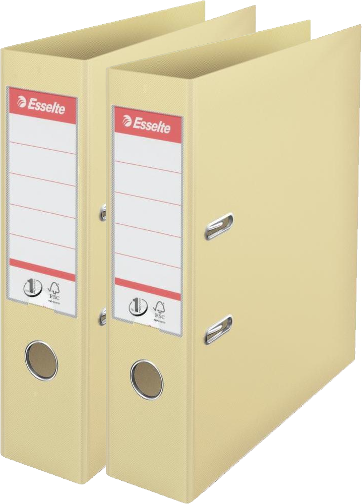 2x Segregator A4 Esselte No.1 Power, 75mm, do 500 kartek, 30% PP z recyklingu, beżowy