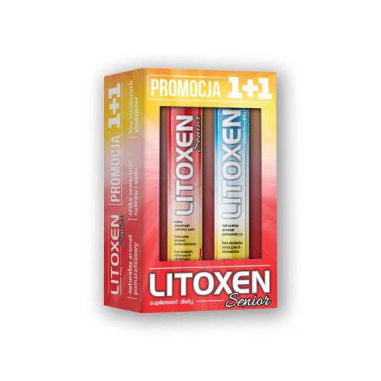 Zestaw: litoxen senior + litoxen elektrolity, smak pomarańczowy, 20 + 20 tabletek musujących