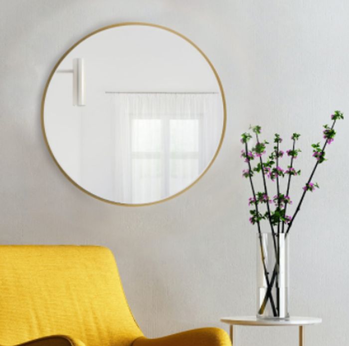 Baltica Design Tiny Border Round lustro 100x100 cm okrągłe złoty - Wysyłka w 24h