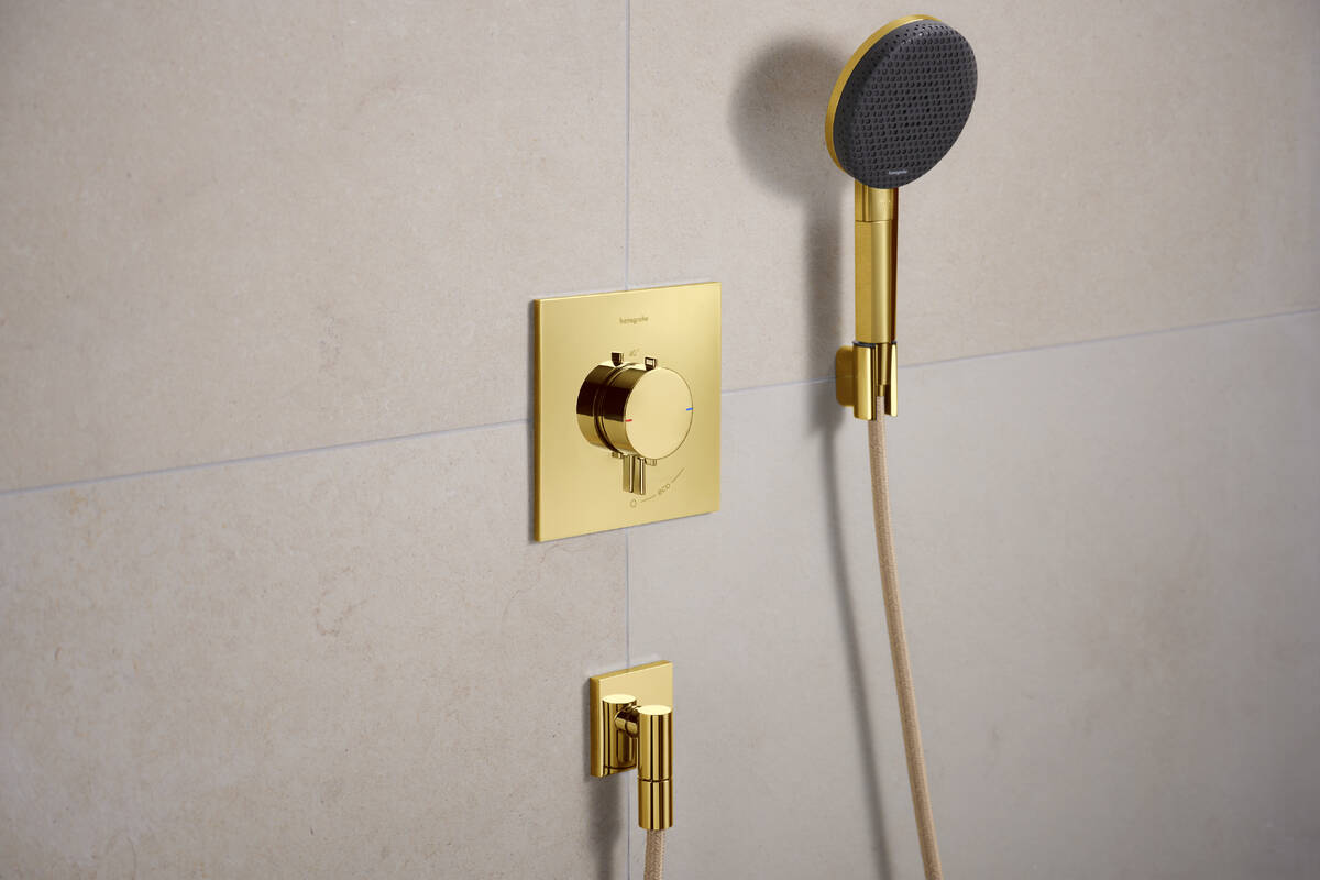 Hansgrohe Ecostat Comfort E bateria prysznicowa podtynkowa termostatyczna złoty optyczny polerowany 33710990