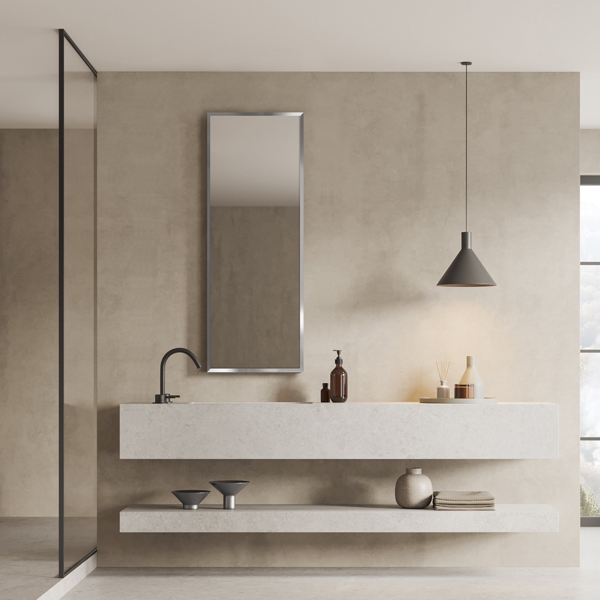 Ars Longa Linea lustro 53x43 cm prostokątne nikiel LINEA4050-N - Wysyłka w 24h