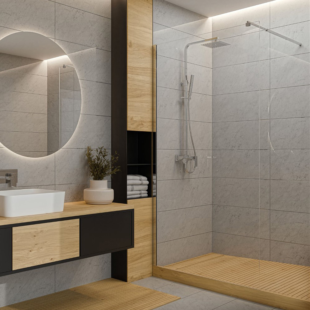 Invena ścianka prysznicowa walk-in 90 cm czarny półmat/szkło przezroczyste AK-32-192