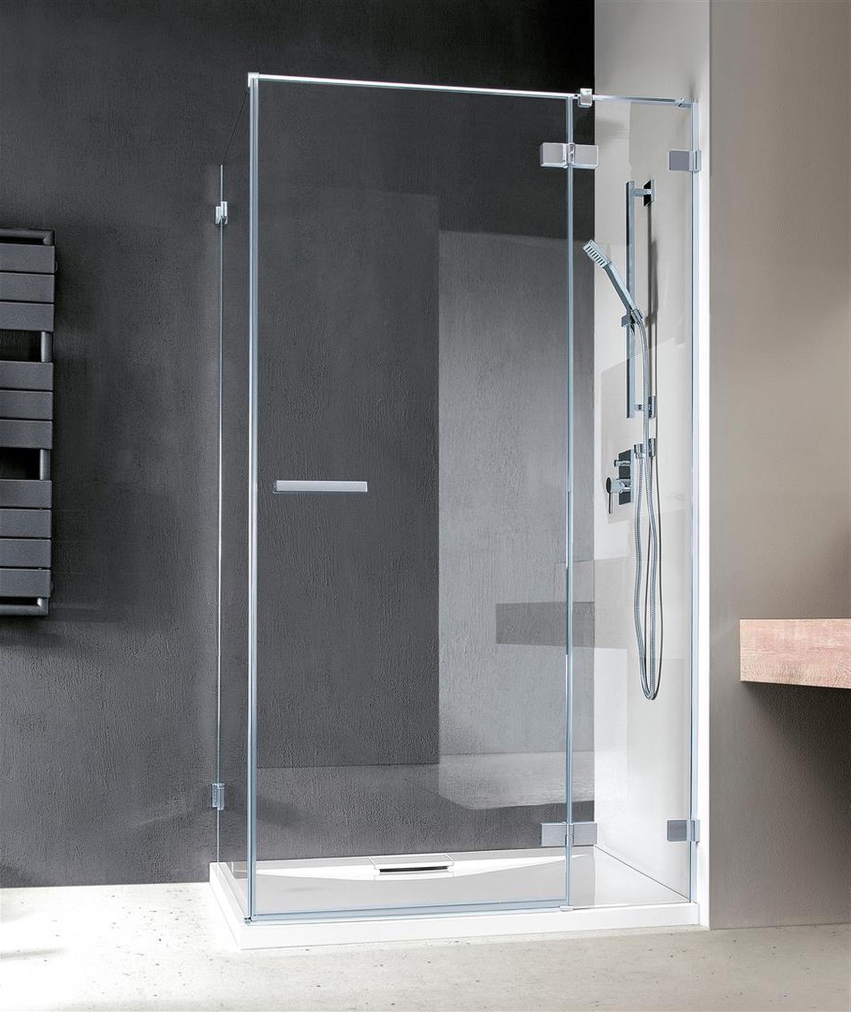 Radaway Euphoria KDJ drzwi przysznicowe 110 cm ze ścianką krótką prawe chrom/szkło przezroczyste 383812-01R/383241-01R