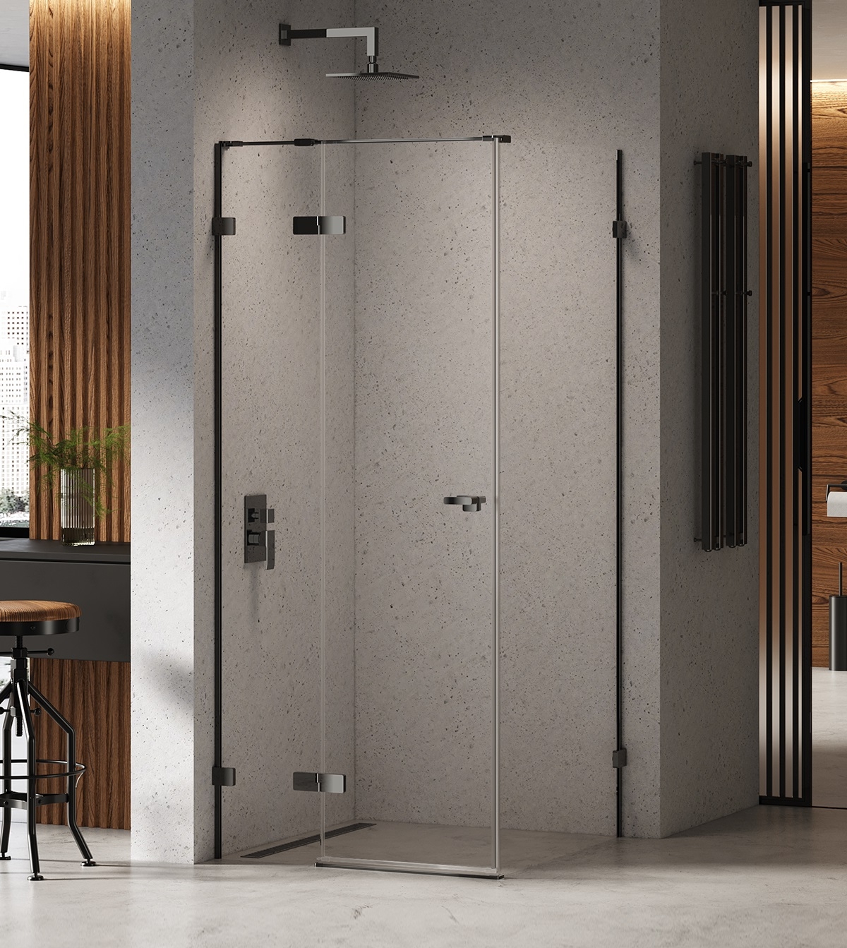 New Trendy Eventa Black Chrome kabina prysznicowa 80x90 cm prostokątna lewa czarny chrom połysk/szkło przezroczyste EXK-6147