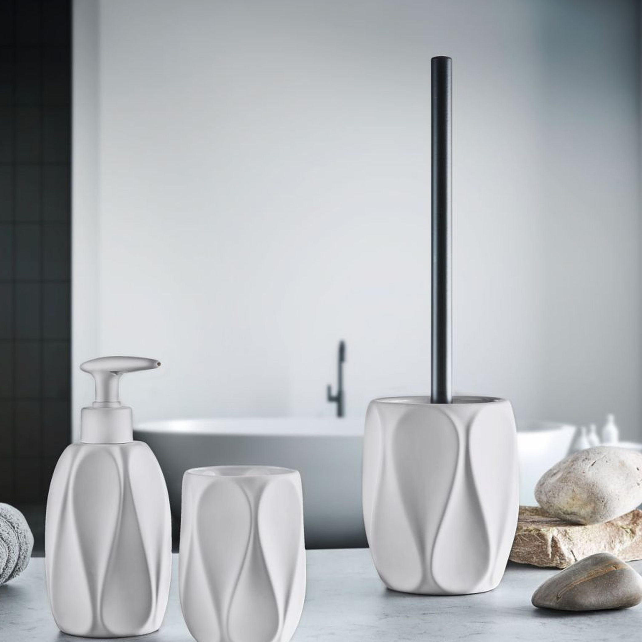 Kleine Wolke Trevi szczotka toaletowa stojąca chłodny beż kamionka soft touch 8684289856