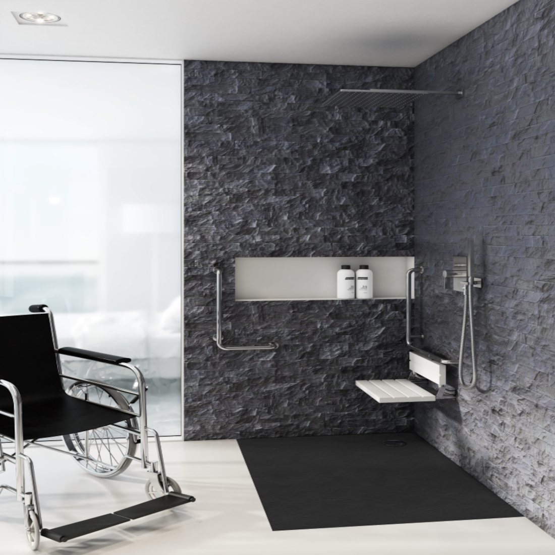 Schedpol Etrusco Black Stone brodzik kwadratowy 80x80 cm czarny 3.460/C/ST