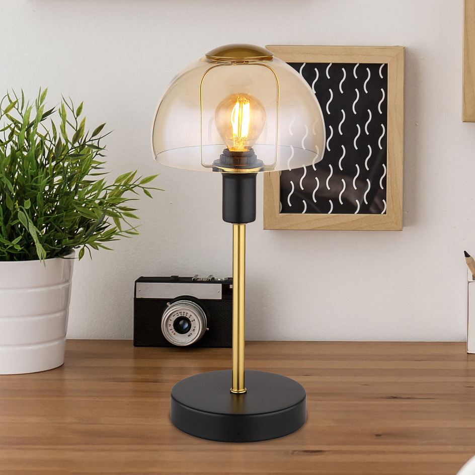Globo Lighting Kokkini lampa stołowa 1x25 W czarna-bursztynowa 21914A