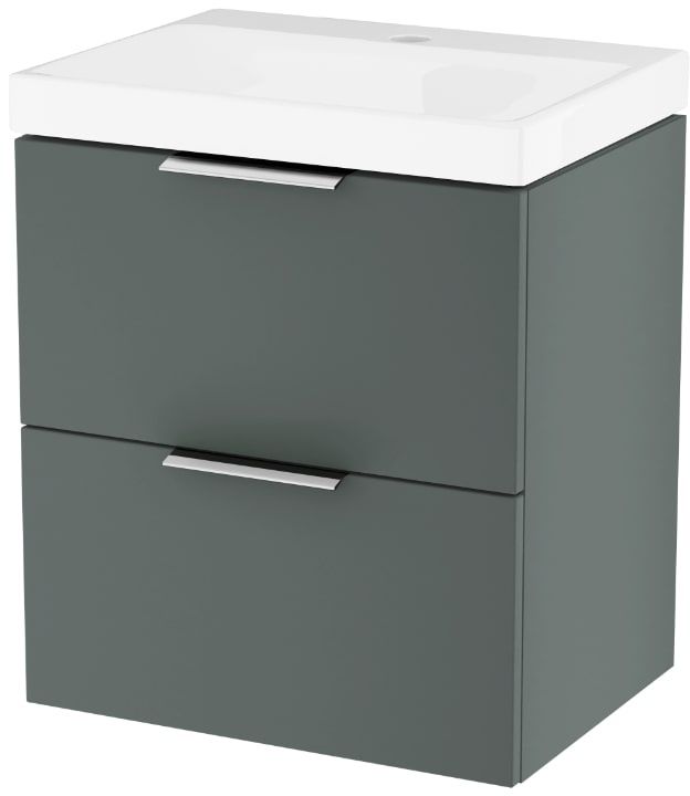Zestaw Excellent Blanko umywalka z szafką 50 cm i uchwytami meblowymi zielony mat/biały/chrom MLEX.6317.KPL.490.GNCR