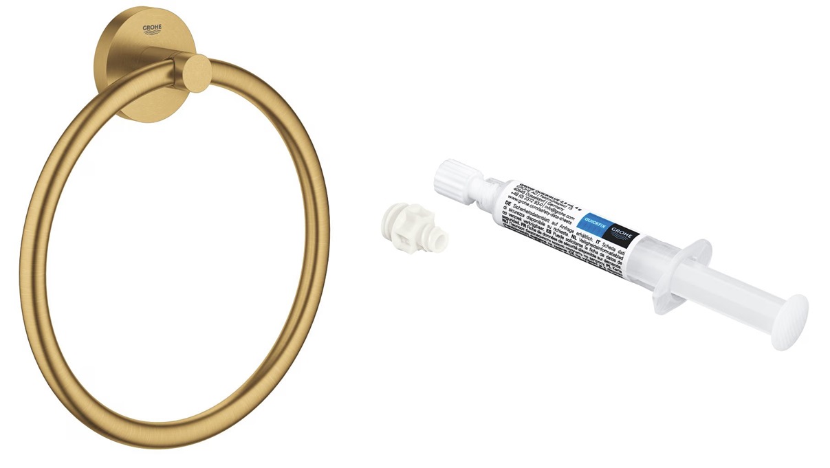 Zestaw Grohe Start wieszak na ręcznik Brushed Cool Sunrise z klejem do akcesoriów łazienkowych QuickGlue (41174GN0, 41127000) - Wysyłka w 24h