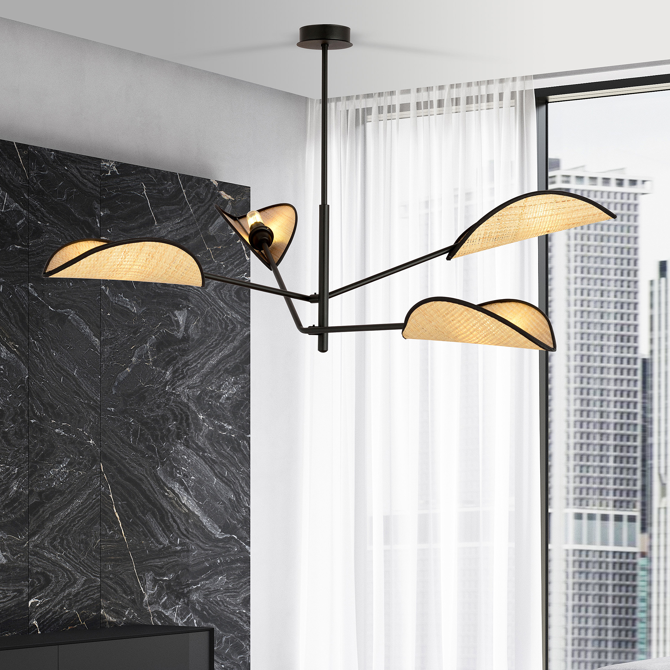 Emibig Vene lampa podsufitowa 4x10 W czarna-beżowa 1160/4
