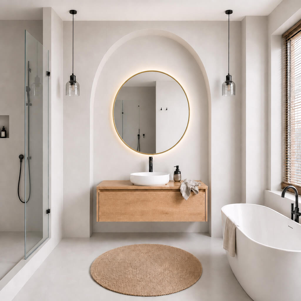 Baltica Design Aluma lustro 80x80 cm okrągłe z oświetleniem złote barwa zimna