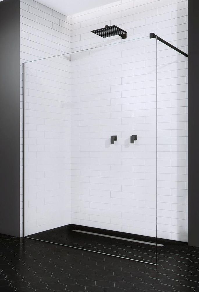 Radaway Modo X Black II Walk-In ścianka prysznicowa 100 cm wolnostojąca czarny mat/szkło przezroczyste 389304-54-01