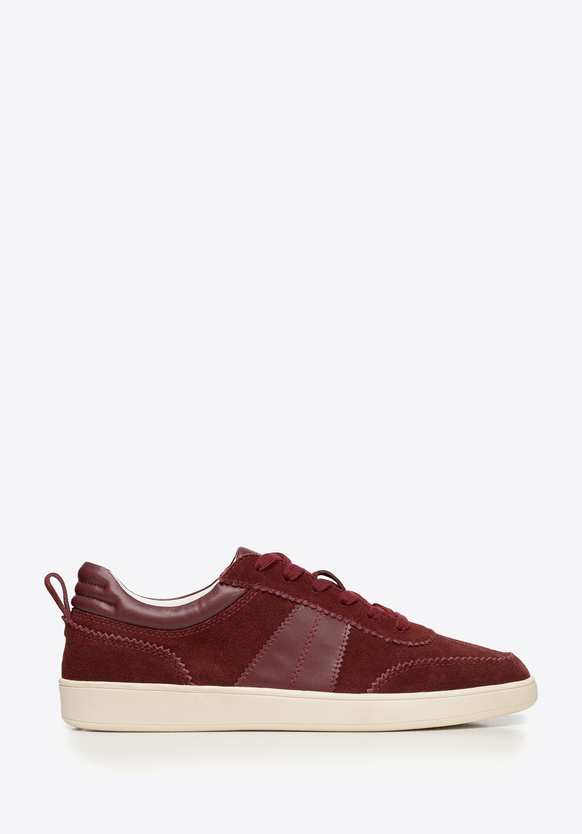Damskie sneakersy ze skóry zamszowej bordowe