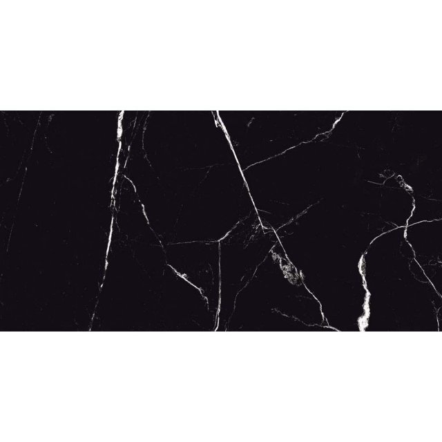 Gres szkliwiony VEINS SILVER black polished 60x120 gat. I