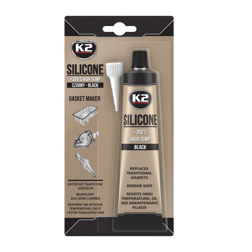 K2 SILIKON WYSOKOTEMPERATUROWY CZARNY 85G - Petrostar