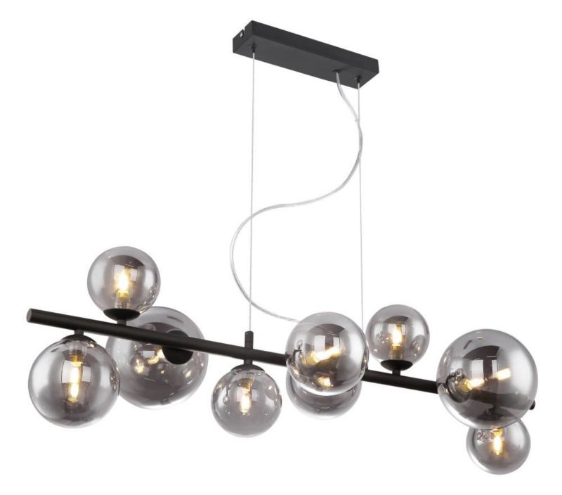 Nowoczesna lampa wisząca Globo RIHA 56133-9H czarna, 9x LED G9 3000K, metal i szkło grafitowe 86cm 1 szt.