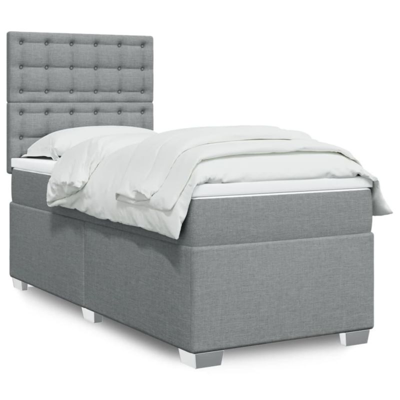 Łóżko kontynentalne WaszeMeble 90x190 cm jasnoszare WM-3292657 1 szt.