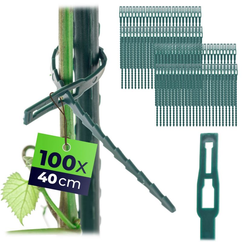 KADAX Opaski zaciskowe Do Mocowania Tyczek Spinania Podpór 40 cm 100 szt.